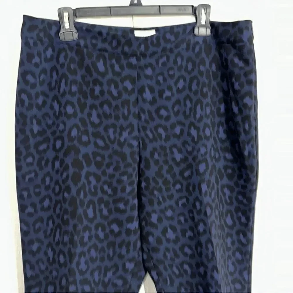 kate spade 16 Wild Ones Navy Blue Black Leopard Print Ankle Cropped Slacks